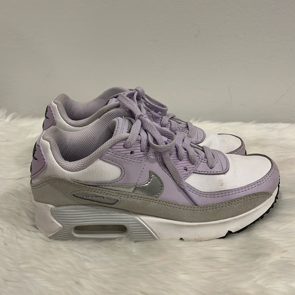 Nike Air Max 90s Style LTR Shoes Lavender White Leather Sneakers Shoes Size 4.5Y